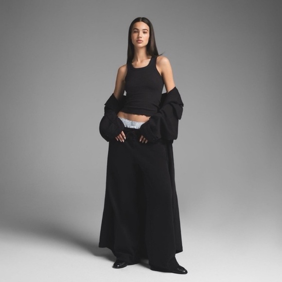 NWT SKIMS Boyfriend Fleece Oversized Trench Coat • Washed Onyx • Women’s S New - Picture 2 of 15